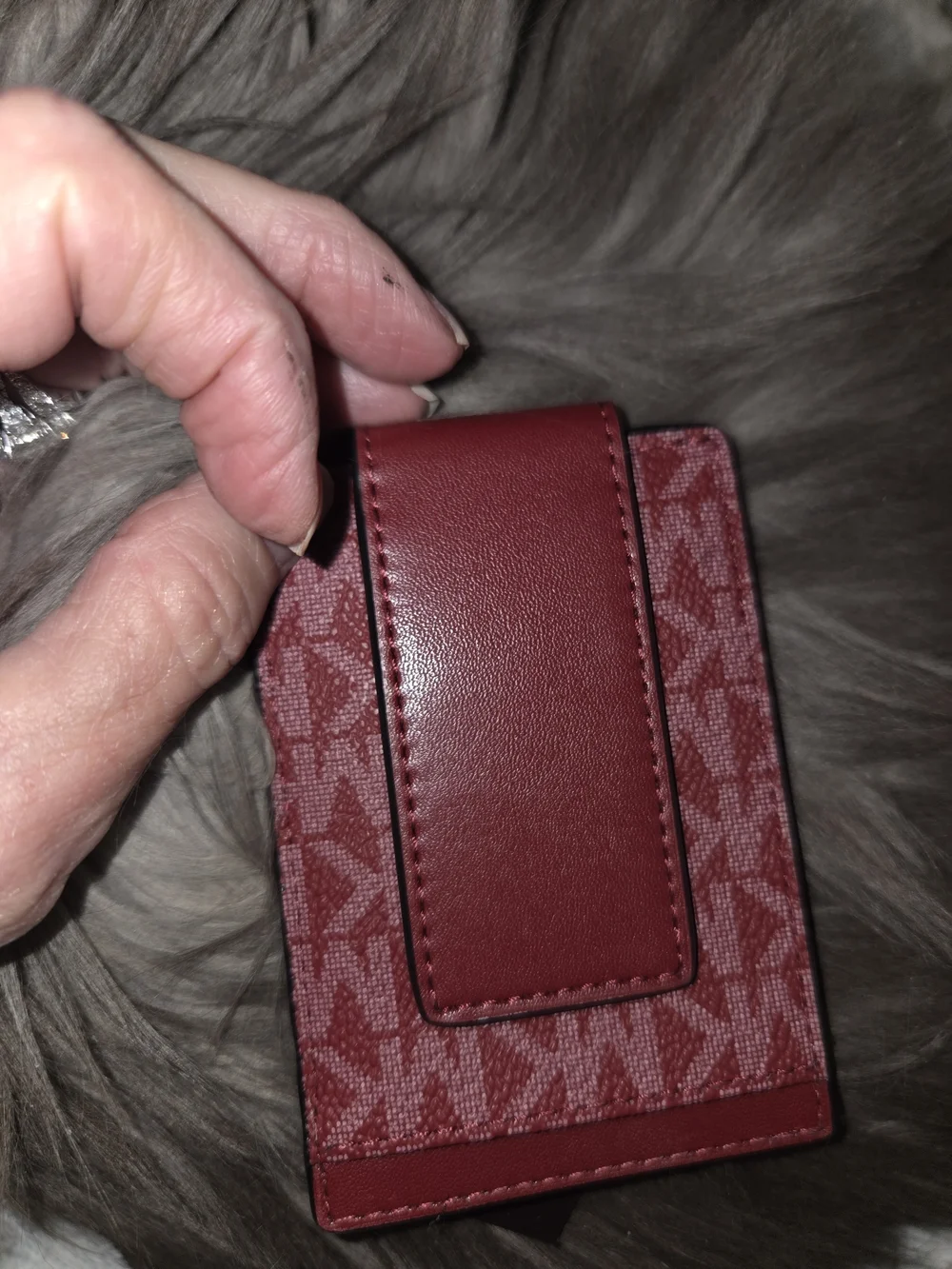 Michael Kors Red Signature MK Card Holder with Logo Accent